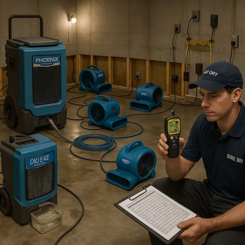 Structural Drying and Dehumidification process in Elkhorn, CA